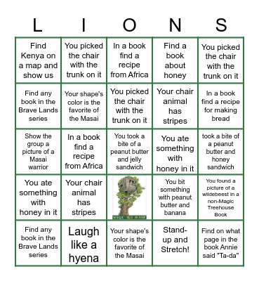 Lions at Lunch Time Bingo Card