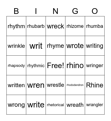 wr /r/     rh/r/ Bingo Card