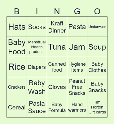 Ancaster Donation Drive - Mission Services Bingo Card