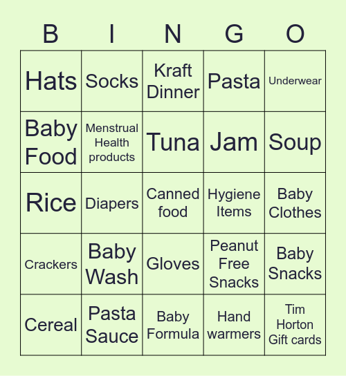 Ancaster Donation Drive - Mission Services Bingo Card