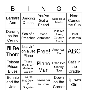 Music Bingo! Bingo Card
