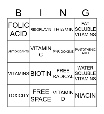 FOOD PREP BINGO Card