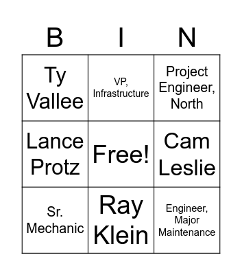 Org Chart Bingo Card