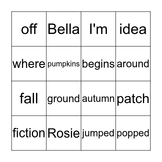Bella and Rosie Love the Fall Bingo Card