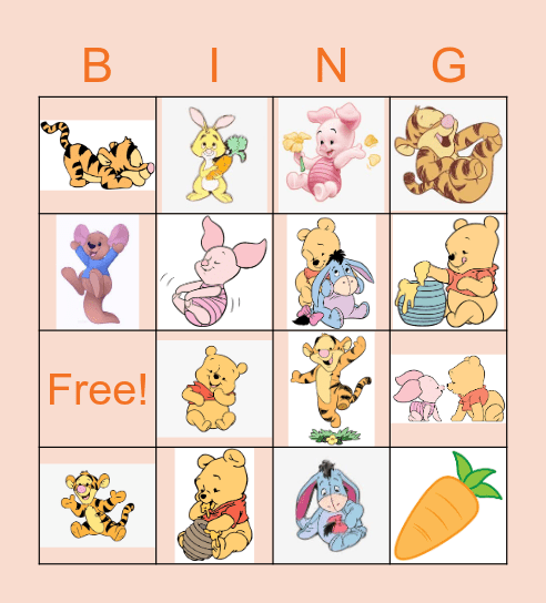 Baby Winnie the Pooh Bingo Card