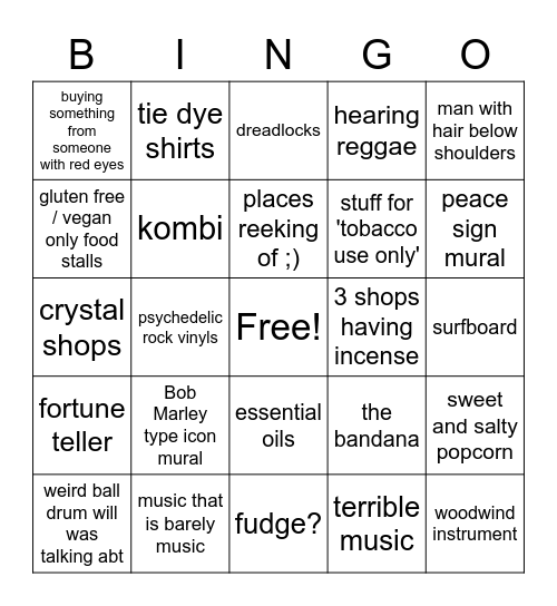 hippie bingo Card
