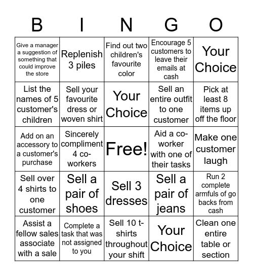 Sales Bingo Card