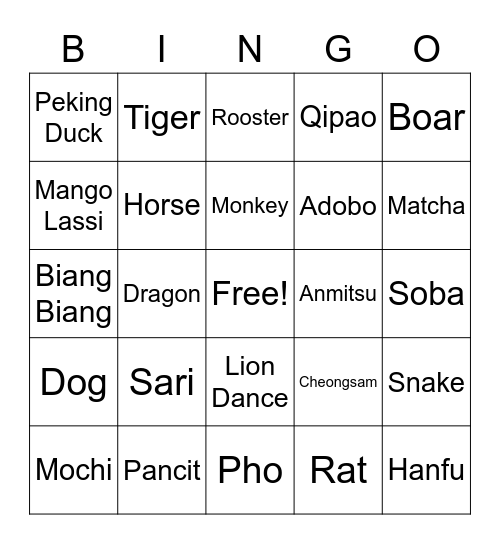 ASIA Bingo Card