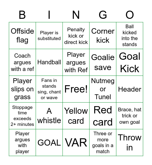 SLPL World Cup Soccer BINGO! Bingo Card