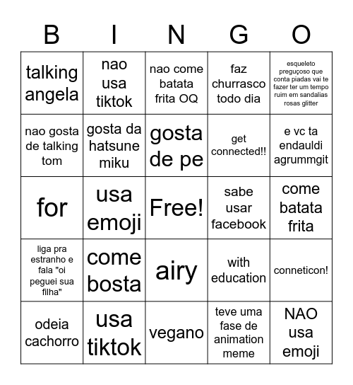 brasil Bingo Card