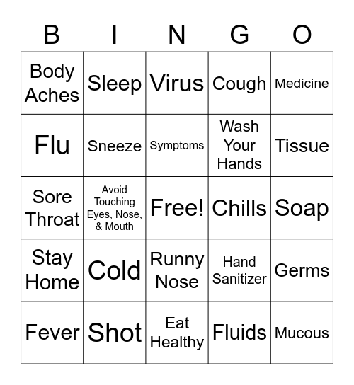 Cold and Flu Season Bingo Card