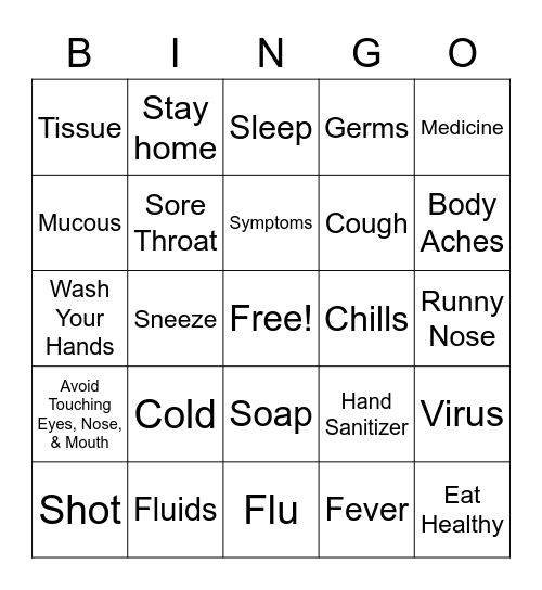 Cold and Flu Season Bingo Card