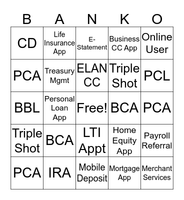 Cross-Sales BINGO Card