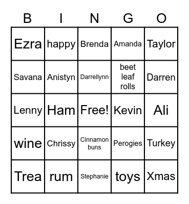 Xmas Bingo Card