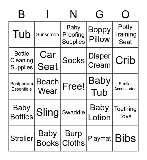 Baby Newgent Bingo Card