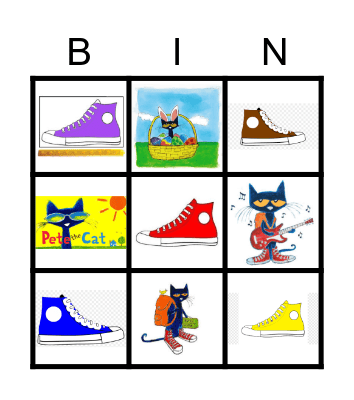 Pete the Cat Bingo Card