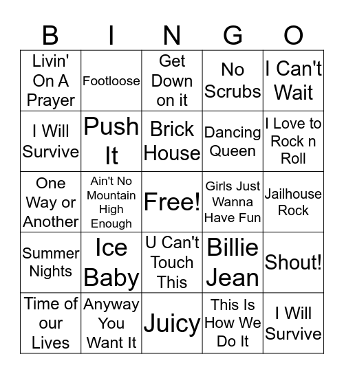 DJ Bingo: Oldies  Bingo Card