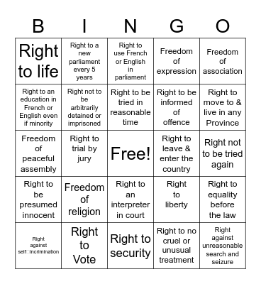 Charter Bingo Card