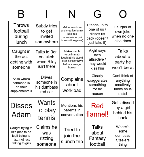 Charles Amariyah Fagan Bingo Card