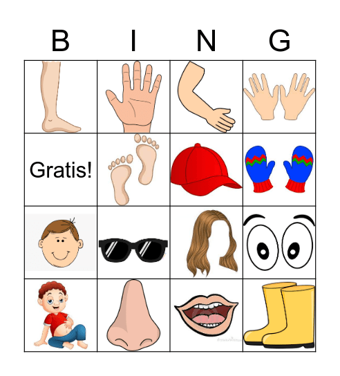 Cuerpo Bingo Card