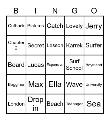 The Secret Beach Bingo Card