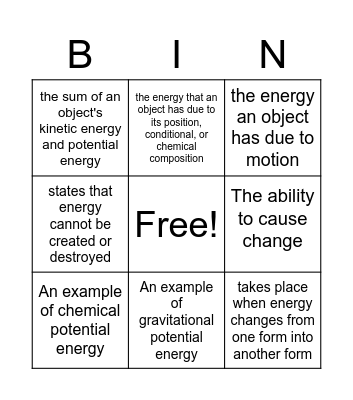 Unit 2 L1 Vocabulary Bingo Card