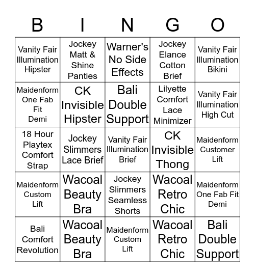 IA Customer Favorites  Bingo Card