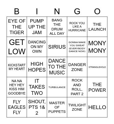 JOCK ROCK Bingo Card