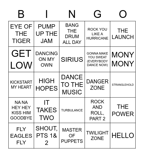 JOCK ROCK Bingo Card