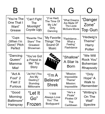A Night at the Movies Bingo Card