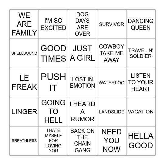 FEMALE LEADS Bingo Card