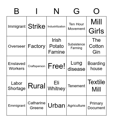 Social Studies Bingo Sheet Bingo Card