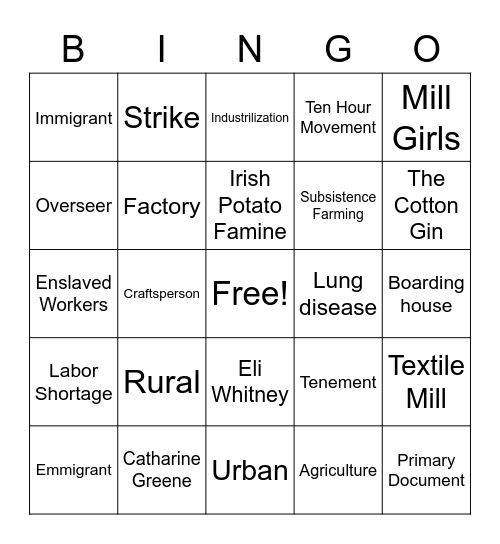 Social Studies Bingo Sheet Bingo Card