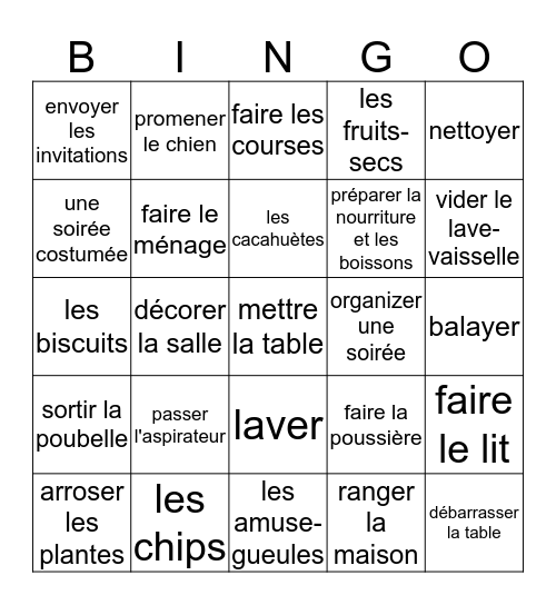 Fr2 - Ch 2 Voc  2  Bingo Card