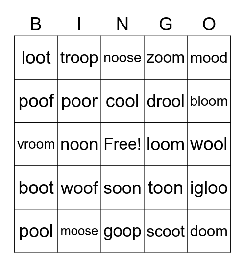 oo Bingo Card