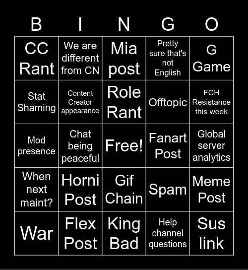 #tof-discussion things Bingo Card