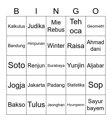 HK Bingo Card