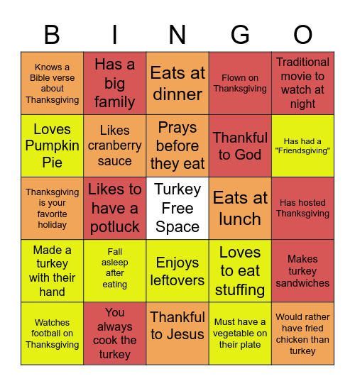 Thanks & Giving Bingo Card