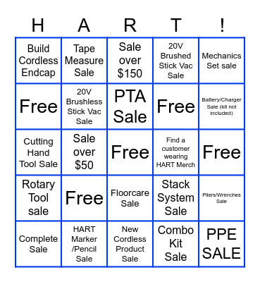 HART CATEGORY SALES BINGO Card