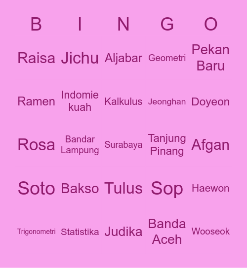 Doyeon's Bingo Card