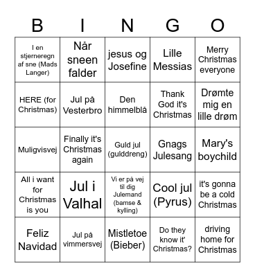 julefrokost BDA 2022 Bingo Card