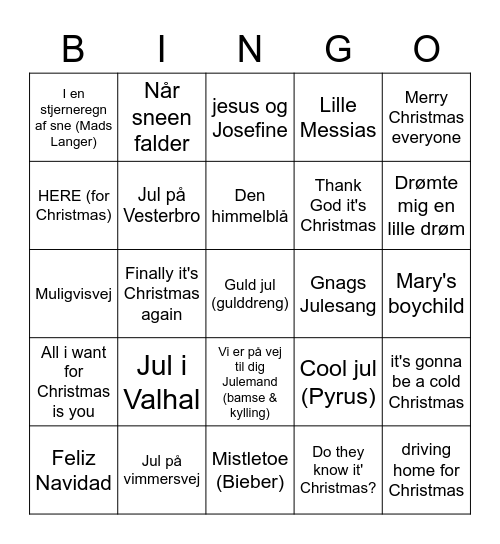 julefrokost BDA 2022 Bingo Card