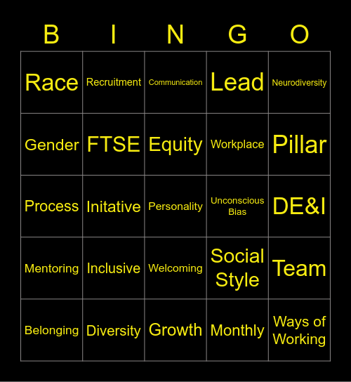 DE&I Bingo Card