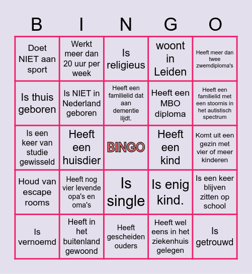 Levenslooppsychologie Bingo Card