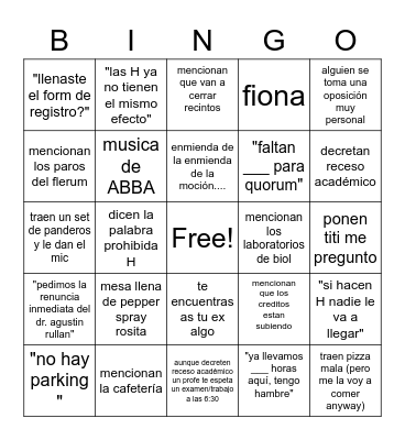 Asamblea 2022 Bingo Card