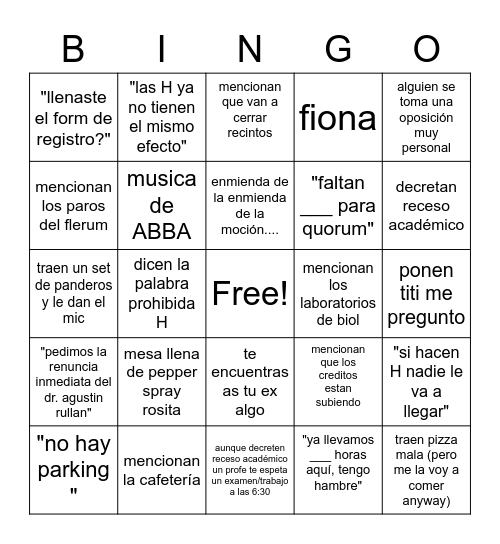 Asamblea 2022 Bingo Card