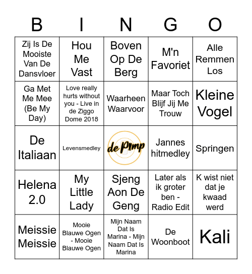 De Pimp's Muziek Bingo - Hollandse Ronde Bingo Card