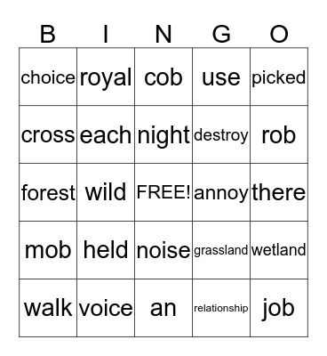 Spelling wk12 Bingo Card