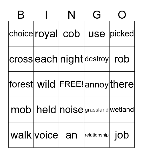 Spelling wk12 Bingo Card