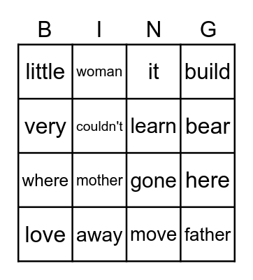 2nd Grade Sight Words Bingo Card